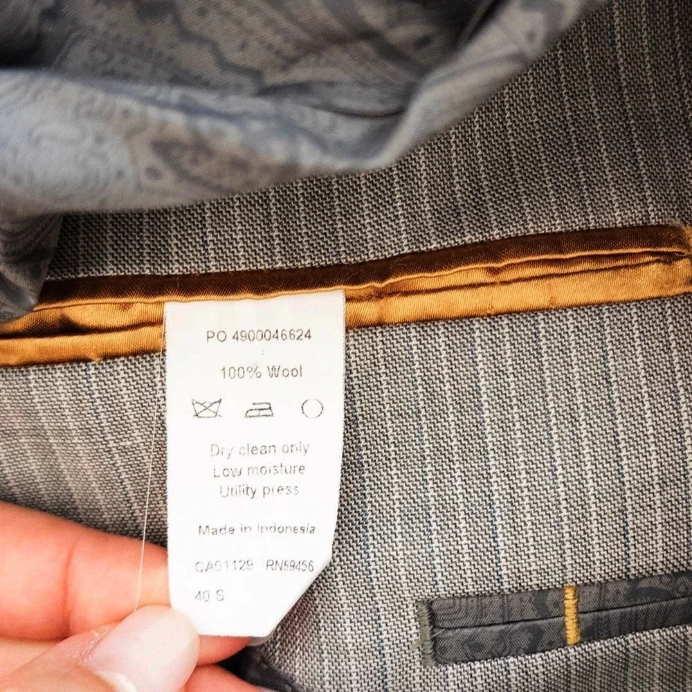 Donald J. Trump Mens Wool Blazer 40S Gray Pinstripe Classic Business Formal